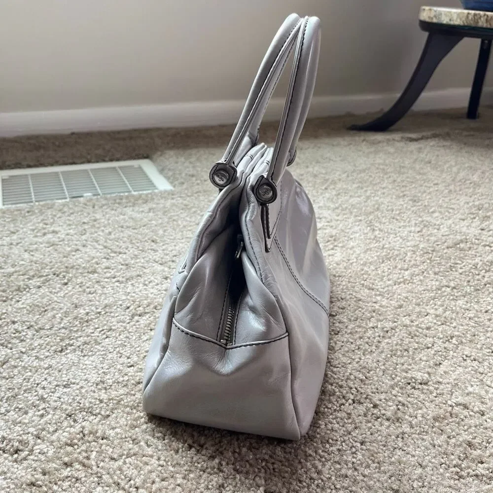 HOBO Sheila Leather Satchel Grey Top Handle Bag Minimal Quiet Luxury - Picture 4 of 16